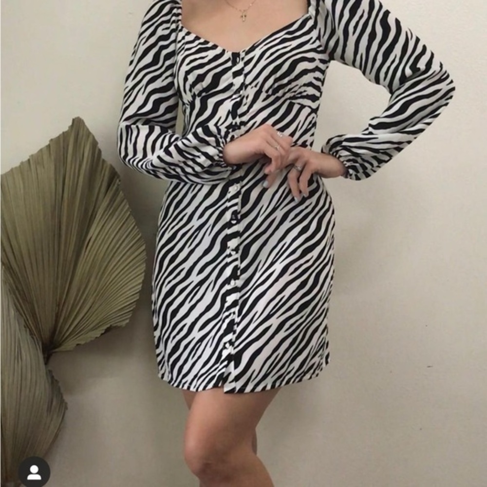 Honey Punch Black and White Zebra Mini Dress